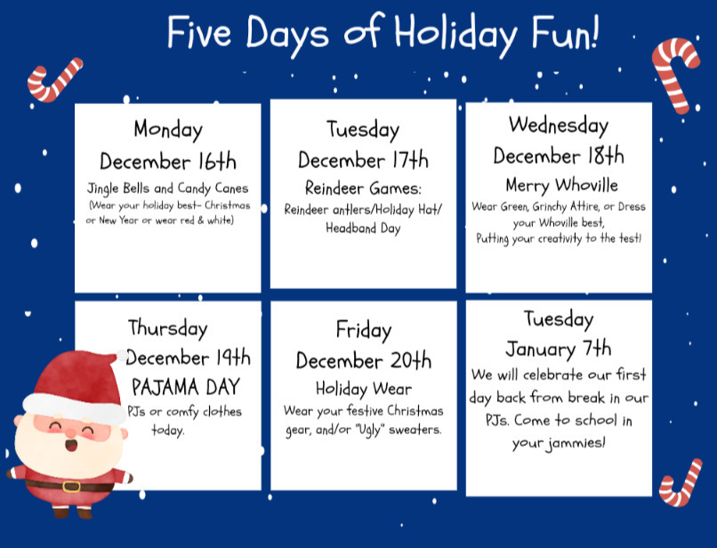 Next week, students and staff can enjoy dress up days at Monroe Center Grade School as we enter into the holiday season. Thank You🎄⛄🛷❄️ #WeAreMCUSD