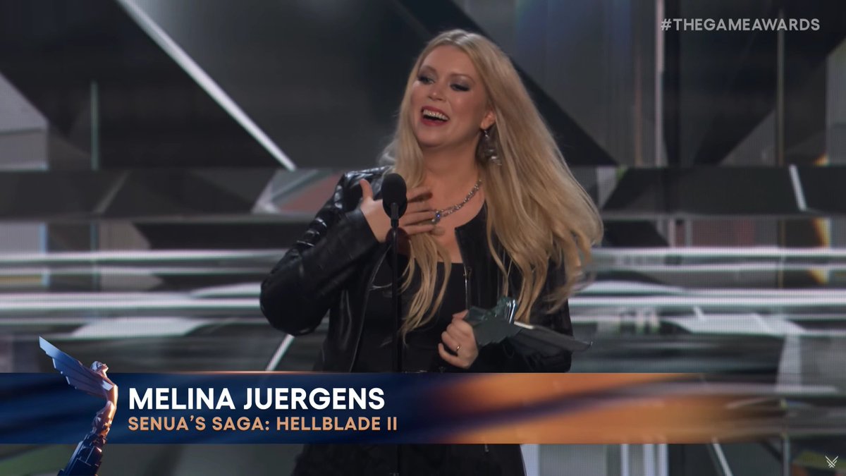 NinjaTheory's tweet photo. Congratulations to our very own @JuergensMelina for winning Best Performance at #TheGameAwards, the first ever two time winner of this award! 🏆 https://t.co/zfzLDAJGr0