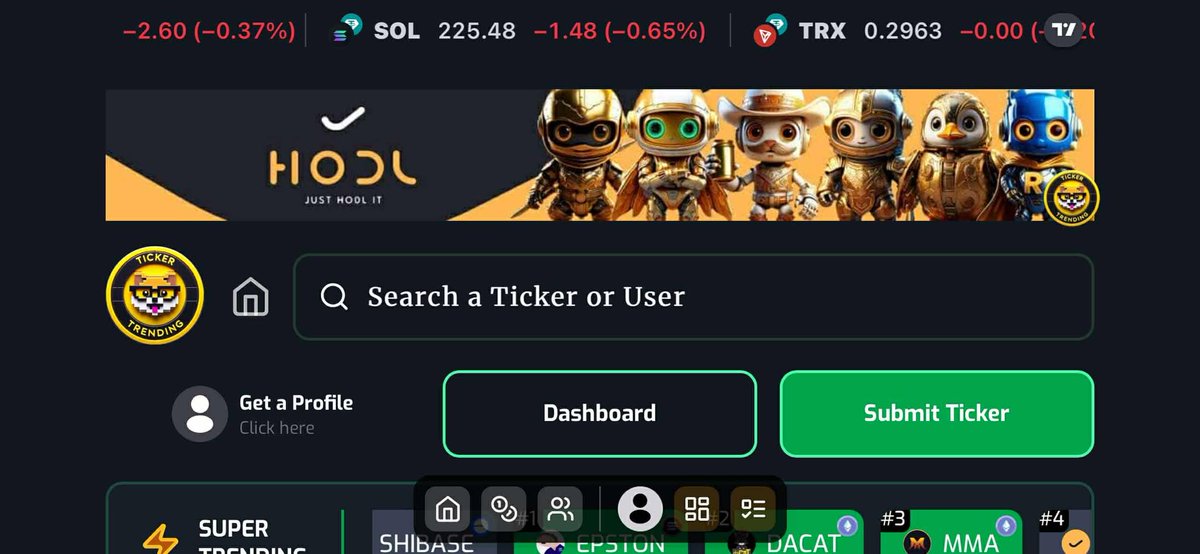 BIG THINGS! We're on the banner of tickertrending.com
<a href="/Pablo_cro/">PabloCRO</a> will be hosting us tomorrow at 10pm eastern! JOIN US and catch all the good news and future of our project!
<a href="/tickertrending/">Tickertrending</a> 
$HODL
97QN8zVwWrVdjWCwKyPvGfwZKrDzarAjQ33YYbAxzUrv

Know your bags are safe with JUST