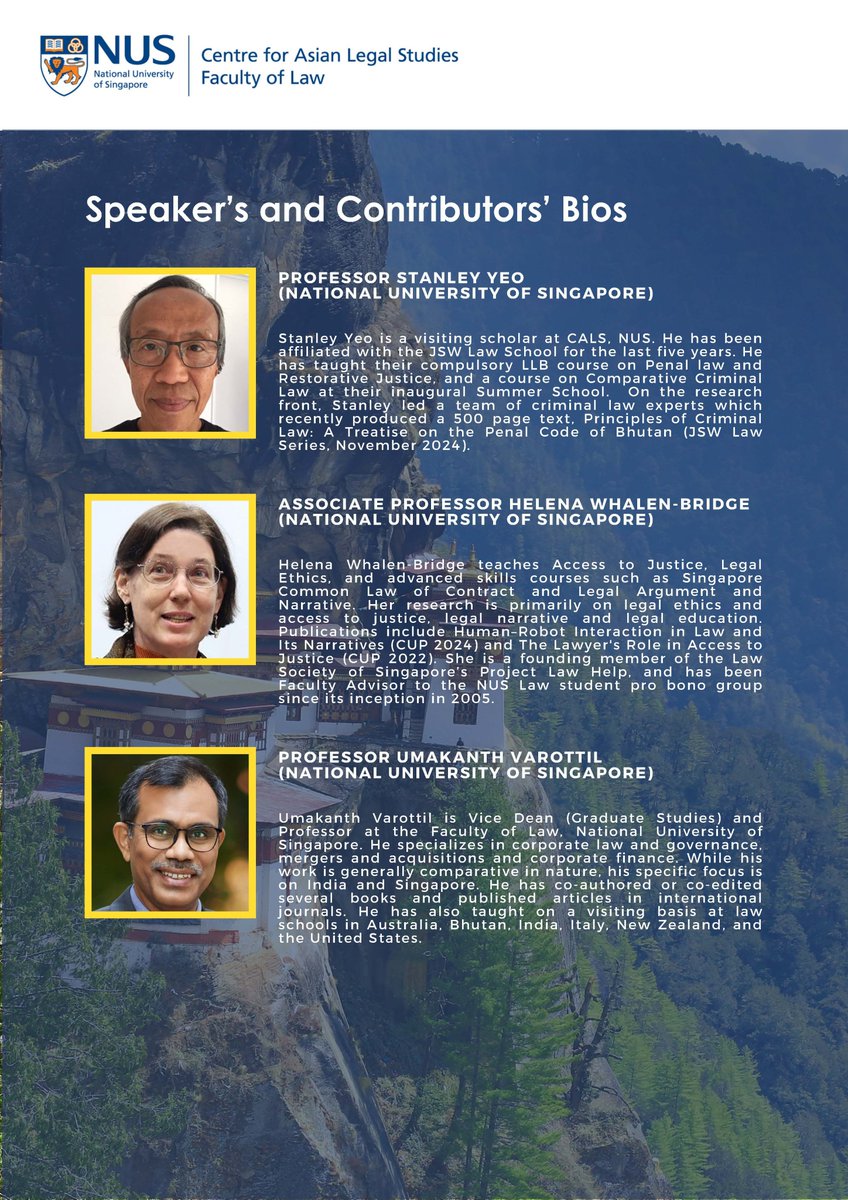 Join us for the CALS webinar “Teaching and Researching Law in Bhutan: A New Frontier” on 7 February 2025 (Friday), from 3.00PM to 4.00PM (SGT)!

Register by 5 February 2025: tinyurl.com/cals250207

#calsnus #BhutanLaw