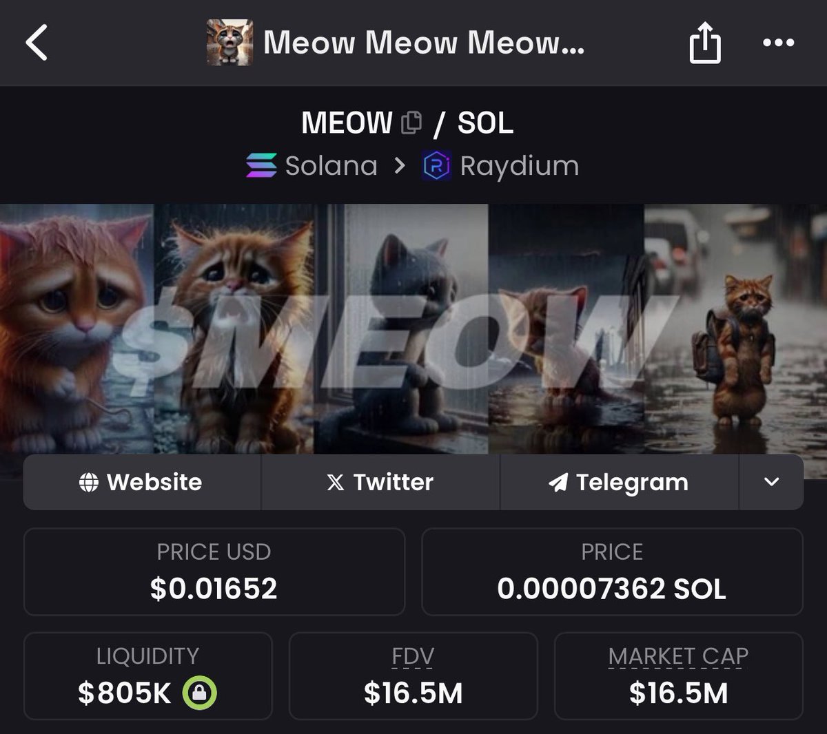 Coinpro35's tweet photo. Love being right 

$MEOW on $SOL

Higher https://t.co/00TBAkJ6DB