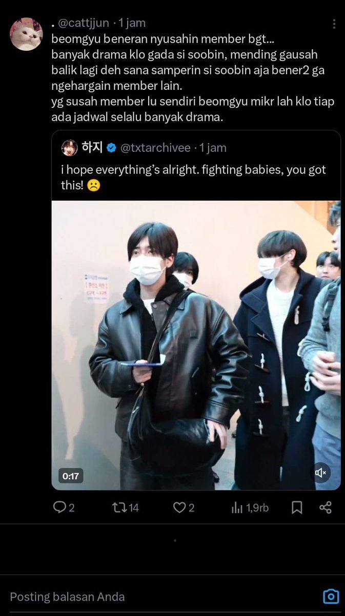 txtbigstar's tweet photo. Kenapa ngomongnya jahat banget siih☹️
Yeonjun juga kayanya bakal sedih baca tulisanmu kak, membernya diomongin kaya gitu😭 https://t.co/qEEspQVQwX
