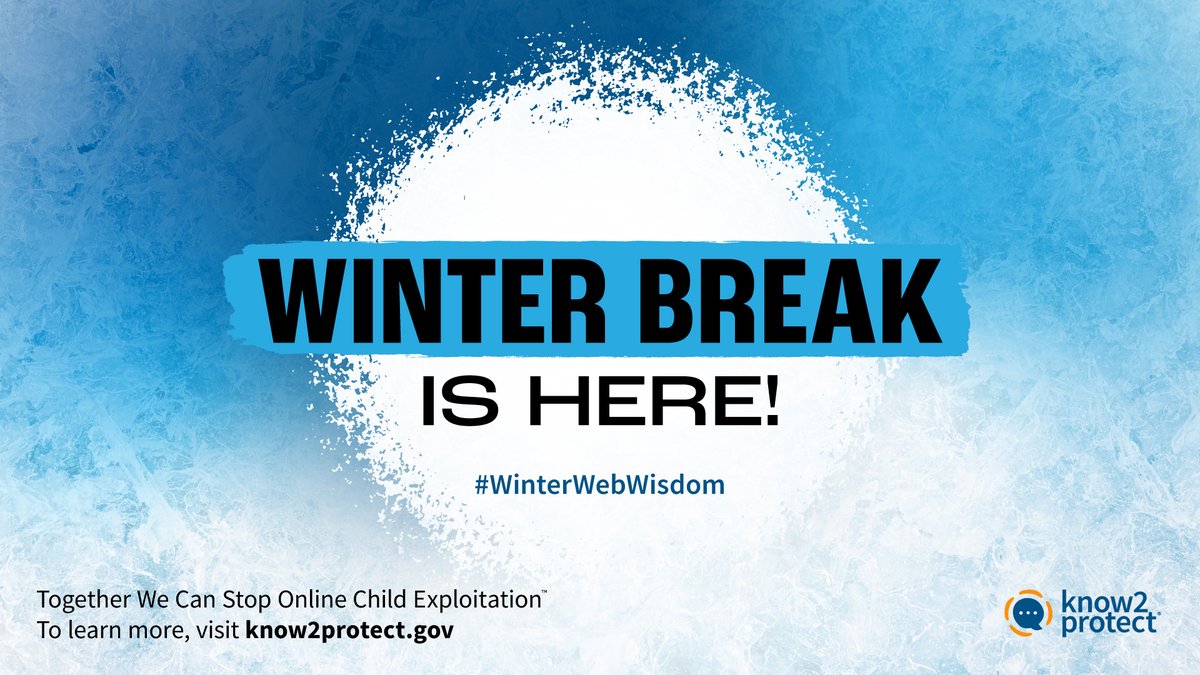 Know2Protect's tweet photo. As the days get colder and winter break begins, children and teens may spend extra hours online. Stay tuned for easy ways to keep your family safe in the digital world. Let’s make this winter safe and fun! ❄️
#K2P #ParentingTips #WinterWebWisdom https://t.co/5RkqOL75Jm