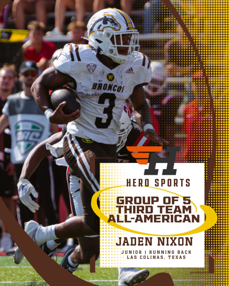 Western Michigan Football (@wmu_football) on Twitter photo More accolades are rolling in for the Broncos! Congratulations to <a href="/jgideon65/">Jake Gideon</a> and <a href="/AddisonWest1/">Addison West</a> on being named @HERO_SportsCFB Group of 5 First Team All-Americans! And congrats to <a href="/Jusynixon/">Jaden</a> on being named Group of 5 Third Team All-American! More accolades are rolling in for the Broncos! Congratulations to <a href="/jgideon65/">Jake Gideon</a> and <a href="/AddisonWest1/">Addison West</a> on being named @HERO_SportsCFB Group of 5 First Team All-Americans! And congrats to <a href="/Jusynixon/">Jaden</a> on being named Group of 5 Third Team All-American!