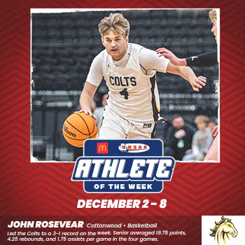 McDonald's and the UHSAA congratulate John Rosevear of Cottonwood High School for being named Athlete of the Week!! Congratulations, John!