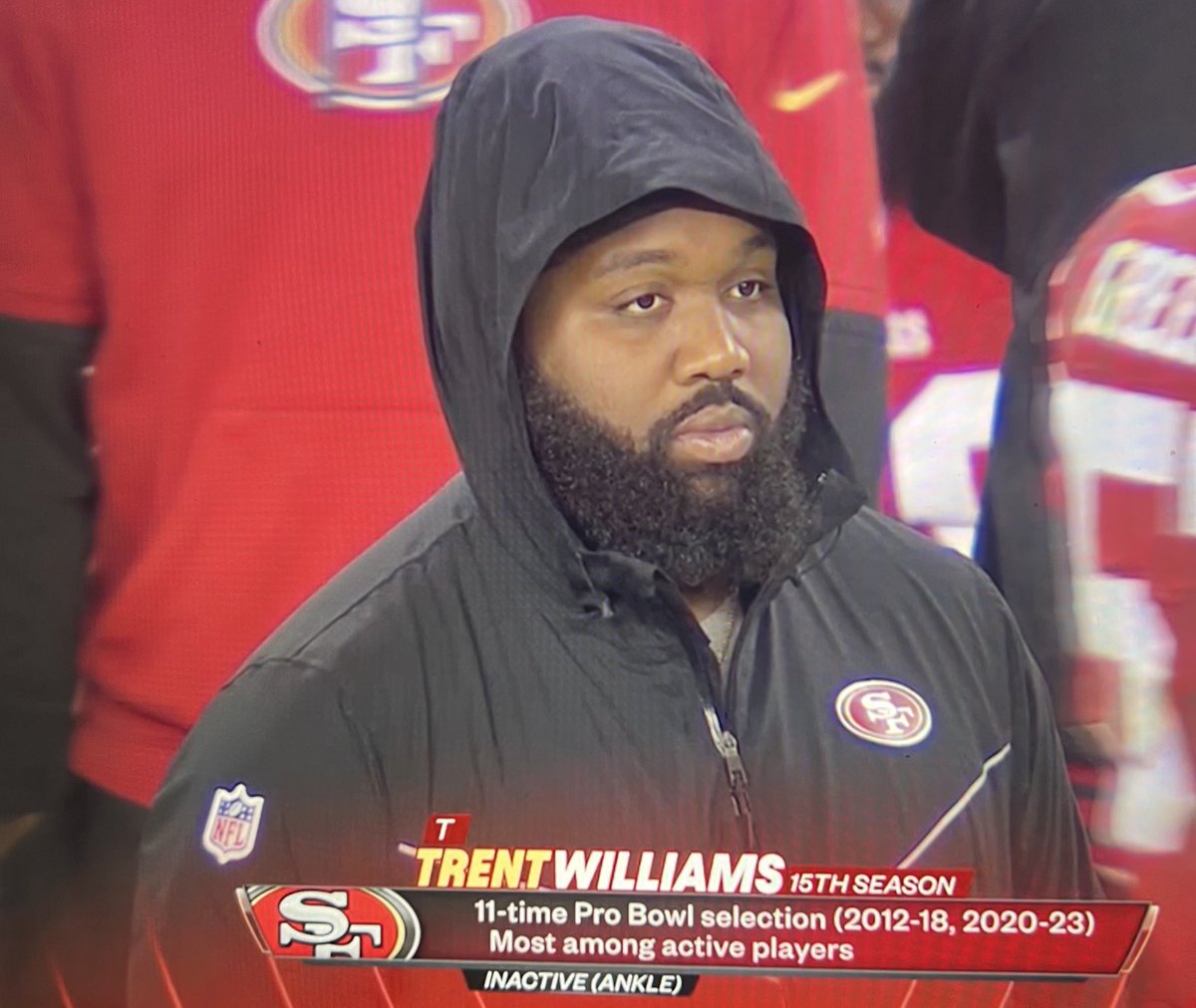 Ain’t no Damn Trent Williams.. who hires these commentators? Even the broadcast team…