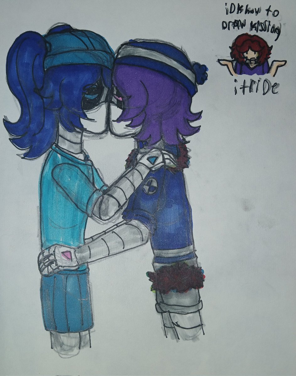 Dashy_Kazzy's tweet photo. BOOKBATS! and my dumb persona. I will now be pioneering this ship, cuz its way too underrated for my liking. Don't mind the shitty colors, I had a very limited color palette. And DONT ask me who emily is! #murderdrones #UziDoorman #EmilyMD #serialdesignationV #BookBats #UzixEmily https://t.co/s1bam7yEkP