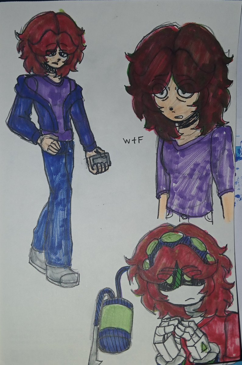 Dashy_Kazzy's tweet photo. BOOKBATS! and my dumb persona. I will now be pioneering this ship, cuz its way too underrated for my liking. Don't mind the shitty colors, I had a very limited color palette. And DONT ask me who emily is! #murderdrones #UziDoorman #EmilyMD #serialdesignationV #BookBats #UzixEmily https://t.co/s1bam7yEkP