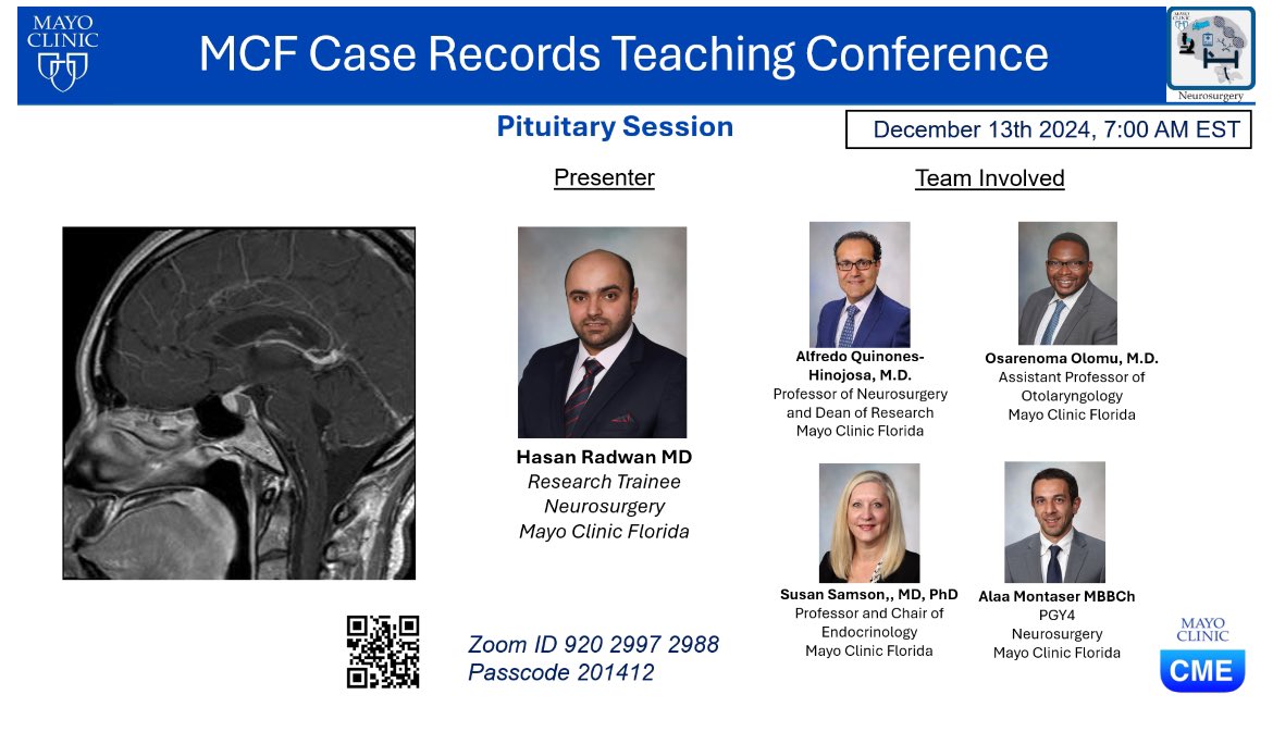 Adrian Safa M.D. (@adrian_safa) on Twitter photo Join us tomorrow @7AM for our special monthly pituitary session featuring a great case of Dr.Q by Dr. Radwan and our multidisciplinary team here at Mayo Clinic Florida!
<a href="/DoctorQMd/">Dr. Alfredo QuiƱones-Hinojosa</a> <a href="/janhachmann/">Jan Hachmann MD MS MBA</a> <a href="/ManuelaAB99/">Manuela Aramburu Berckemeyer, MD</a> <a href="/jpnavarro_md/">Juan P. Navarro-Garcia de Llano, MD</a> <a href="/JEmilianoSG/">J. Emiliano Sanchez-Garavito M.D.</a> <a href="/lmichmd/">Loizos Michaelides, MD</a> <a href="/MayoClinicNeuro/">Mayo Clinic Neuro</a> Join us tomorrow @7AM for our special monthly pituitary session featuring a great case of Dr.Q by Dr. Radwan and our multidisciplinary team here at Mayo Clinic Florida!
<a href="/DoctorQMd/">Dr. Alfredo QuiƱones-Hinojosa</a> <a href="/janhachmann/">Jan Hachmann MD MS MBA</a> <a href="/ManuelaAB99/">Manuela Aramburu Berckemeyer, MD</a> <a href="/jpnavarro_md/">Juan P. Navarro-Garcia de Llano, MD</a> <a href="/JEmilianoSG/">J. Emiliano Sanchez-Garavito M.D.</a> <a href="/lmichmd/">Loizos Michaelides, MD</a> <a href="/MayoClinicNeuro/">Mayo Clinic Neuro</a>