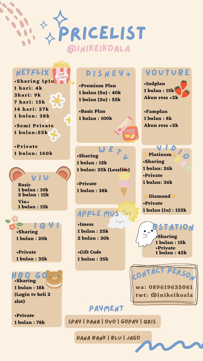 inikeikoala's tweet photo. Hallo, selamat pagi☀️
Keikoala Store sudah open order lagi ya, bagi yang butuh apk premium seperti netflix, viu, youtube, apple mus bisa hubungi aku by wa/dm🥰 https://t.co/TBJY8AfiXK