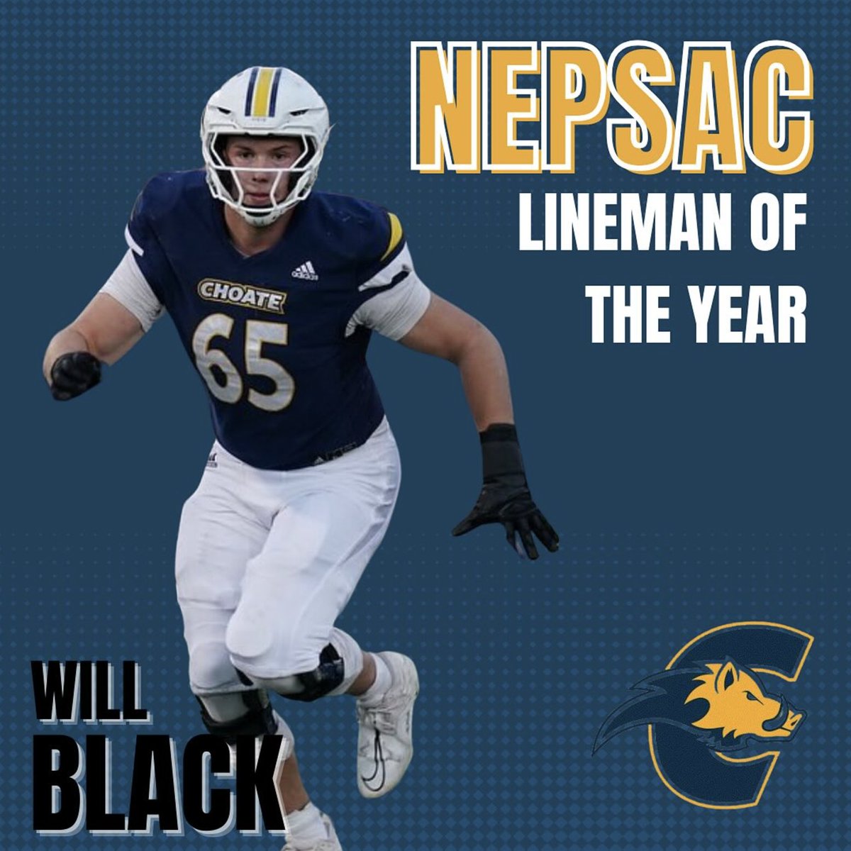 Huge congrats to <a href="/Will_Black60/">Will Black</a> for being named the NEPSAC lineman of the year! 🔥🐗 
#CrankIt #Team125 #RollBoars