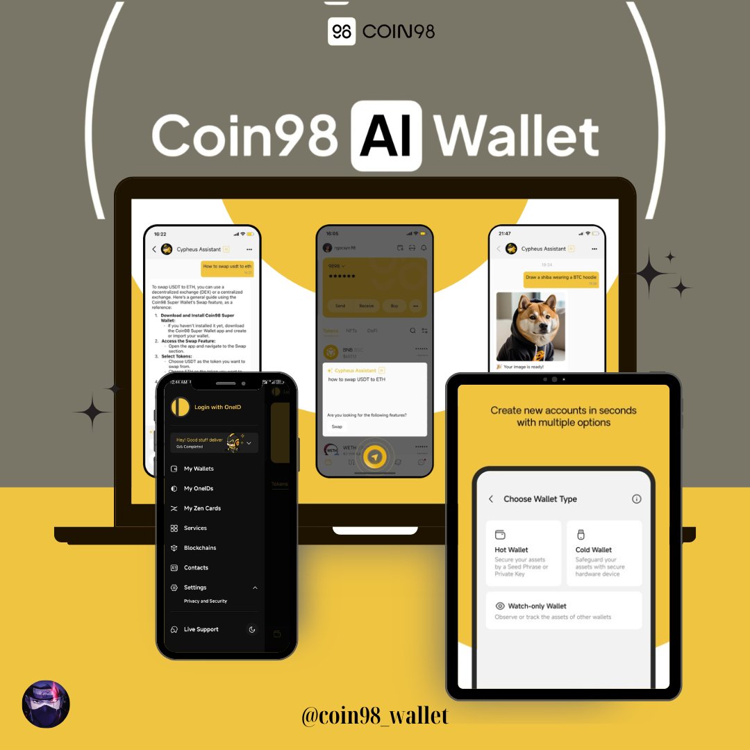 TylerDylan's tweet photo. 𝐓𝐡𝐞 𝐂𝐨𝐢𝐧𝟗𝟖 𝐀𝐈 𝐖𝐚𝐥𝐥𝐞𝐭
The Coin98 AI Wallet is a smart crypto wallet that uses AI to make managing your digital assets easier and more efficient.
It’s designed to simplify how you use Web3 and open up new possibilities in the digital world.
#Coin98AIWallet https://t.co/5txEmV7FYH