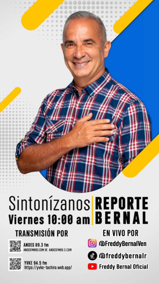 #Mañana #Viernes #13Dic no te puedes perder a partir de las 10:00 am a sintonizar #ReporteBernal  transmitido por <a href="/YVKE_Mundial/">YVKE Mundial</a> tachira94.5 FM y <a href="/andesfm893/">ANDES 89.3Fm</a> 📻, totalmente #EnVivo 
 #AmemosAlTáchira💛🖤❤️