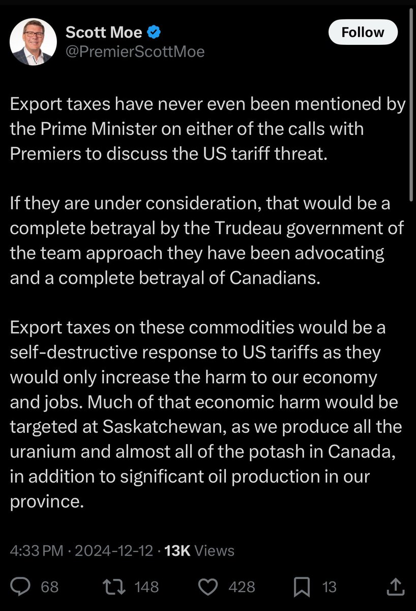 DimitrisSoudas's tweet image. Le premier ministre de la
Saskatchewan, Scott Moe, demande la tenue d&apos;élections fédérales.

« Peut-être est-il temps que les Canadiens aient leur mot à dire et un choix à faire pour déterminer à qui ils souhaiteraient confier un mandat de quatre ans pour négocier avec la future…