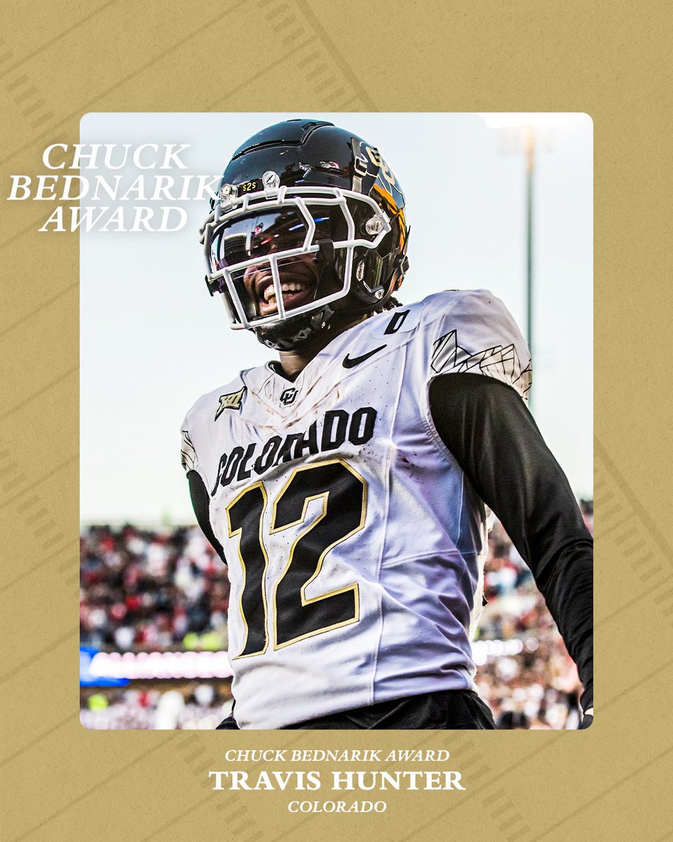 TRAVIS HUNTER IS THE DEFENSIVE PLAYER OF THE YEAR 🔥

He continues to make history as he becomes the first Colorado player to win the Chuck Bednarik Award 🙌
