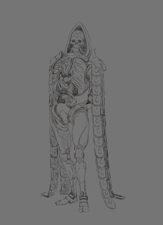 WIP sketch of a necron phaerakh