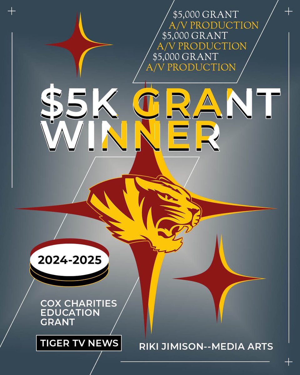 CoachRJimison's tweet photo. I won one a grant for my classroom! We are one of just 12 Tulsa area schools to receive a Cox Charities Education Grant. Thank you @Cox and #CoxCharities https://t.co/K8TMQFkPOi