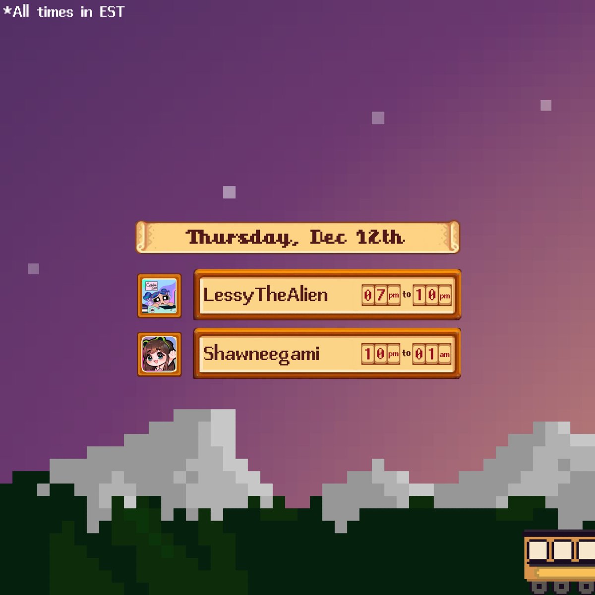 Hey! Want to know some of my deepest darkest secrets? 😉 
Catch me over on <a href="/shawnigami/">Shawneegami 🦋🏳️‍🌈</a>'s channel at 3am GMT (That's an hour from now!) for a #CharityRaidTrain sleepover! We have face masks and everything!
<a href="/CharityRaid/">Charity Raid Train 👉 Oct 17-19</a>

Twitch.tv/shawneegami