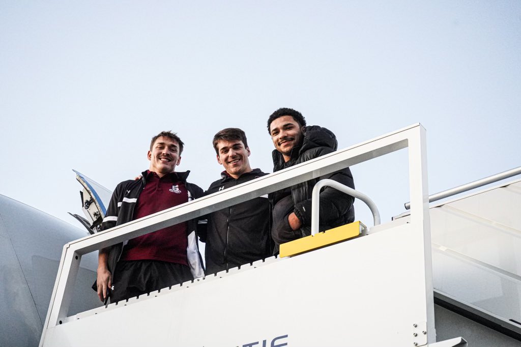 SC_Pride's tweet photo. Smiling knowing that they earned a flight to the NCAA Championship Quarterfinals

The #SpringfieldCollege football team is headed to Illinois as they prepare to take on No. 1 ranked North Central on Saturday! #d3fb 🔻🏈✈️ https://t.co/Cfn8Oz1I0X