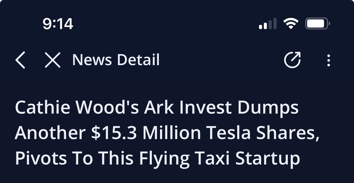 $TSLA #TSLA - Cathie Wood sell Tesla
