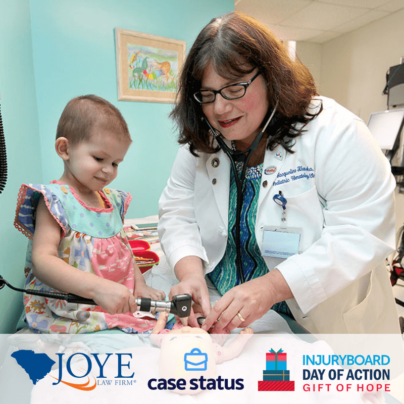 JoyeLawFirm's tweet photo. This holiday season, we’re proud to raise vital funds for the MUSC Hollings Cancer Center Pediatric Oncology Clinic. 

💛 Help us spread hope by contributing online: https://t.co/OJxe0Yv3hR.

#CancerResearch #PediatricOncology #JoyeInTheCommunity #CaseStatus #InjuryBoard https://t.co/11mepJpazC