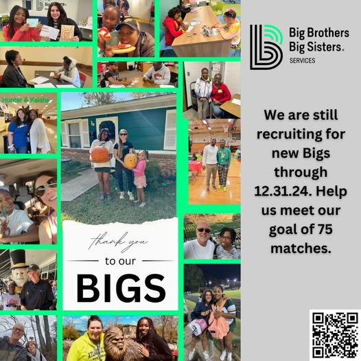 Thankful Thursday!
Thankful for our Bigs! Your mentorship, time, and kindness inspire us, and it’s because of you that our mission continues to thrive. Want to be part of this amazing group? Join our Volunteer Drive today. bbbsnc.org/beabig
#BeABig #VolunteerDrive