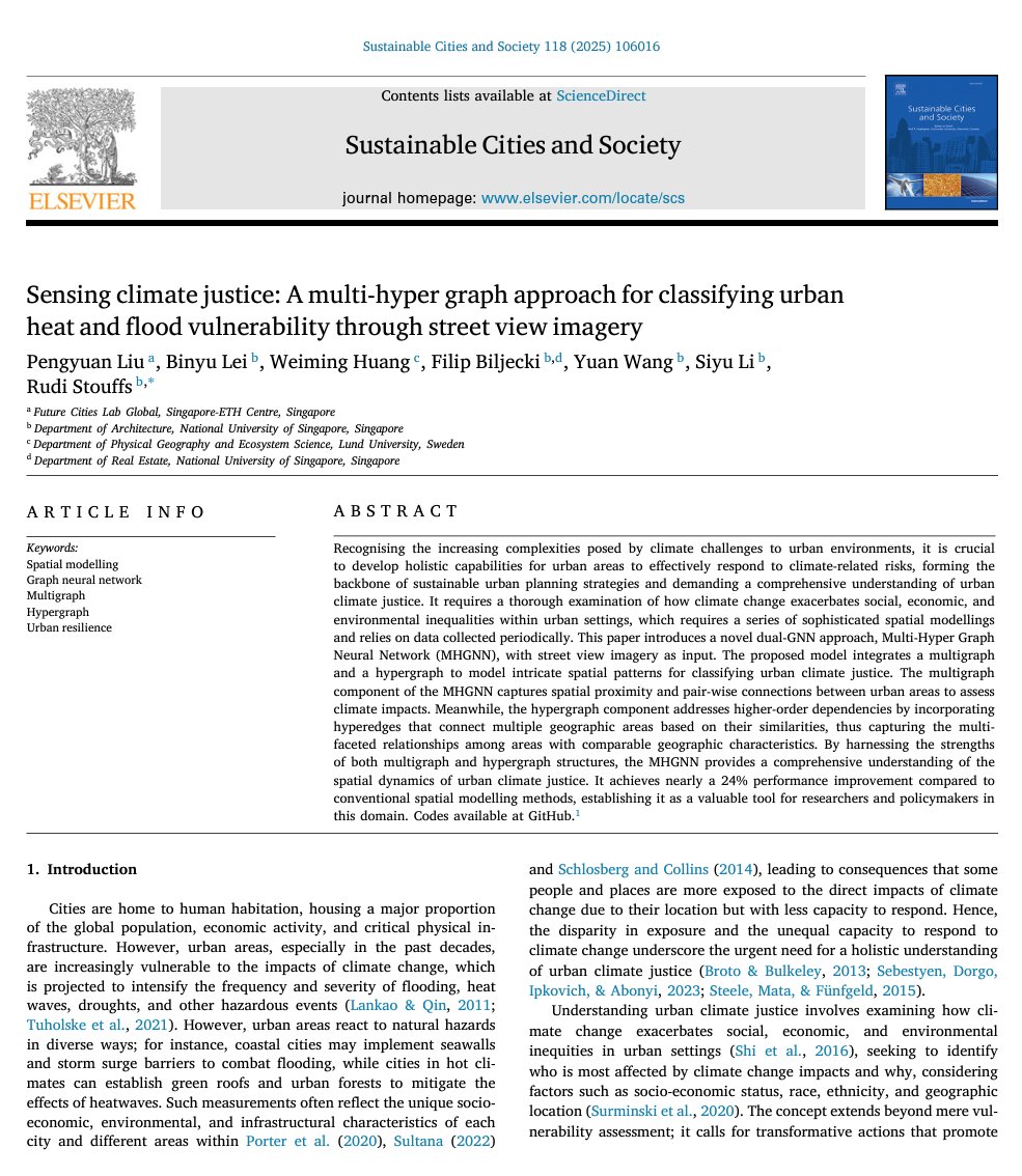 Neil_Liu_2017's tweet photo. Check our new paper: Sensing climate justice: A multi-hyper graph approach for classifying urban heat and flood vulnerability through street view imagery, published in Sustainable Cities and Society: https://t.co/gGGKmRz4oE https://t.co/ShUcfhMGno