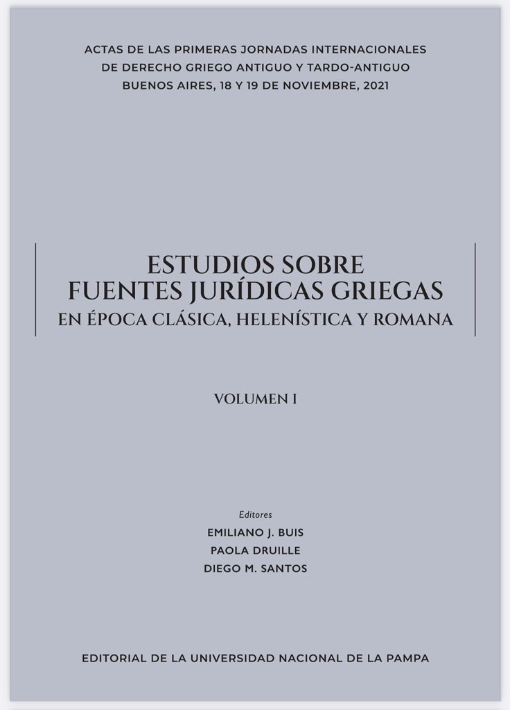 📣 ¡Nuevo libro! 📕 📖 Es un placer anunciar la publicación de este volumen colectivo, editado por la Editorial de la UNLPam, que coordiné junto a <a href="/PDruille/">Paola Druille</a> y Diego Santos en el marco de las actividades del #DEGRIAC 🏛️🏺⚖️