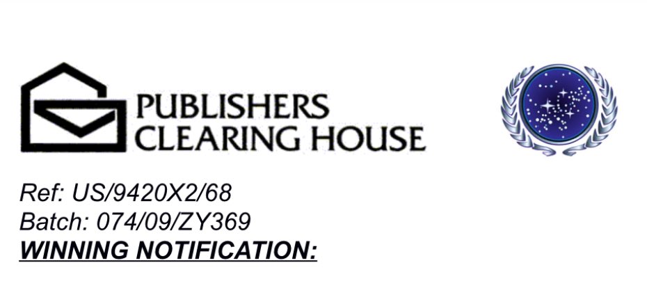 Had someone forward me a scam email they received recently and the fraudsters added the Star Trek Federation logo to the letterhead, which I think is a nice touch.