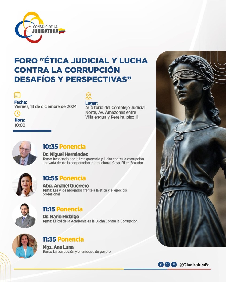 FucviEC's tweet photo. Fundación Contra La Violencia será parte del Foro: “Ética Judicial y Lucha contra la corrupción” en donde abordaremos  el impacto de la corrupción en la igualdad de género. Te invitamos a ser parte de este diálogo. #Fucvi #igualdad #derechosyjusticia #mujeres https://t.co/3pl8fPSkjM