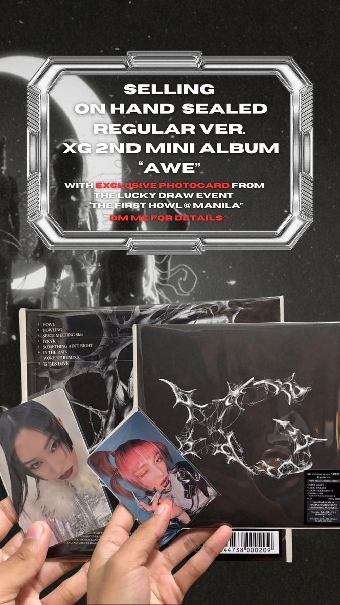 WTS/LFB XG 2nd Mini Album (Regular Version) with Exclusive Photocard from the Lucky Draw Event "The First Howl @ Manila" DM For details! ^-^  #XGALX #XG #XG_AWE #ALPHAZ #Hinata #CHISA #COCONA #HARVEY #MAYA #JURIA #JURIN