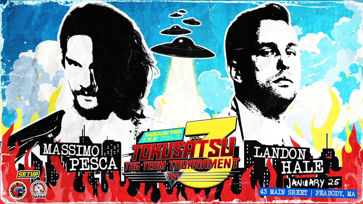 Daikaiju Pro (@daikaijupro) on Twitter photo โ ๏ธ MATCH ANNOUNCEMENT โ ๏ธ
Massimo Pesca vs Landon Hale
In what is a prime example of the partnership between <a href="/dreamwrestling_/">DREAM Wrestling</a> and Daikaiju Pro, two of each company's best will stand across the ring from one another on 1/25!
<a href="/HaleYeah3/">Landon Hale, D.C.</a> had an impressive win on Vol. 2 and comes โ ๏ธ MATCH ANNOUNCEMENT โ ๏ธ
Massimo Pesca vs Landon Hale
In what is a prime example of the partnership between <a href="/dreamwrestling_/">DREAM Wrestling</a> and Daikaiju Pro, two of each company's best will stand across the ring from one another on 1/25!
<a href="/HaleYeah3/">Landon Hale, D.C.</a> had an impressive win on Vol. 2 and comes