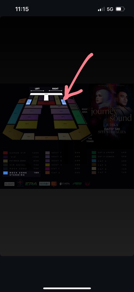 _AnissaaK's tweet photo. WTS - The Journey of Sound : Judika &amp; Dato' Sri Siti Nurhaliza

Quantity: 1 ticket
Category: ROCKZONE STANDING (R)
Price: RM185

#WTS 
#TheJourneyOfSound https://t.co/6FSi2Iw3Wk