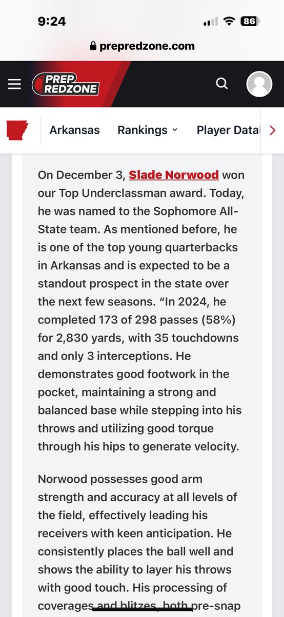 Slade Norwood (@sladenorwood) on Twitter photo Thank you <a href="/PrepRedzoneAR/">Prep Redzone Arkansas</a> for naming me to the Arkansas 2024 Sophomore All-State team <a href="/tctabler/">PrepRedZoneTom Tabler</a> <a href="/coltonedwardsFB/">Colton Edwards</a> Thank you <a href="/PrepRedzoneAR/">Prep Redzone Arkansas</a> for naming me to the Arkansas 2024 Sophomore All-State team <a href="/tctabler/">PrepRedZoneTom Tabler</a> <a href="/coltonedwardsFB/">Colton Edwards</a>