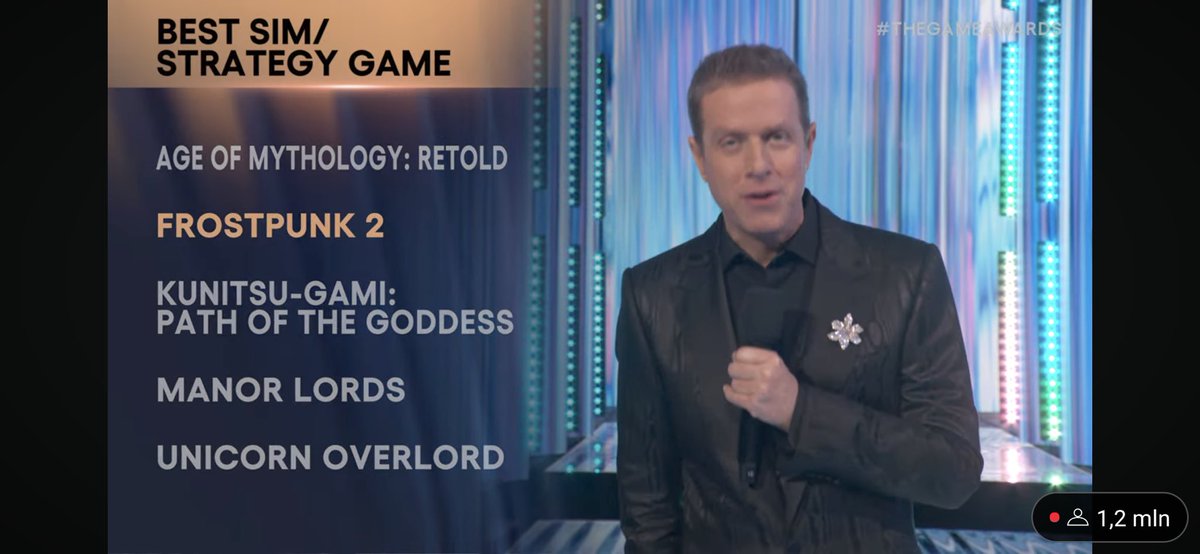 Stewards, we did it! Frostpunk 2 won The Best Strategy Game at #TheGameAwards ! 🖤

After many years of development it doesn’t feel like a stretch to say that this award means so so much to us. We tried to push the boundaries of what a sequel could be and this award is proof that