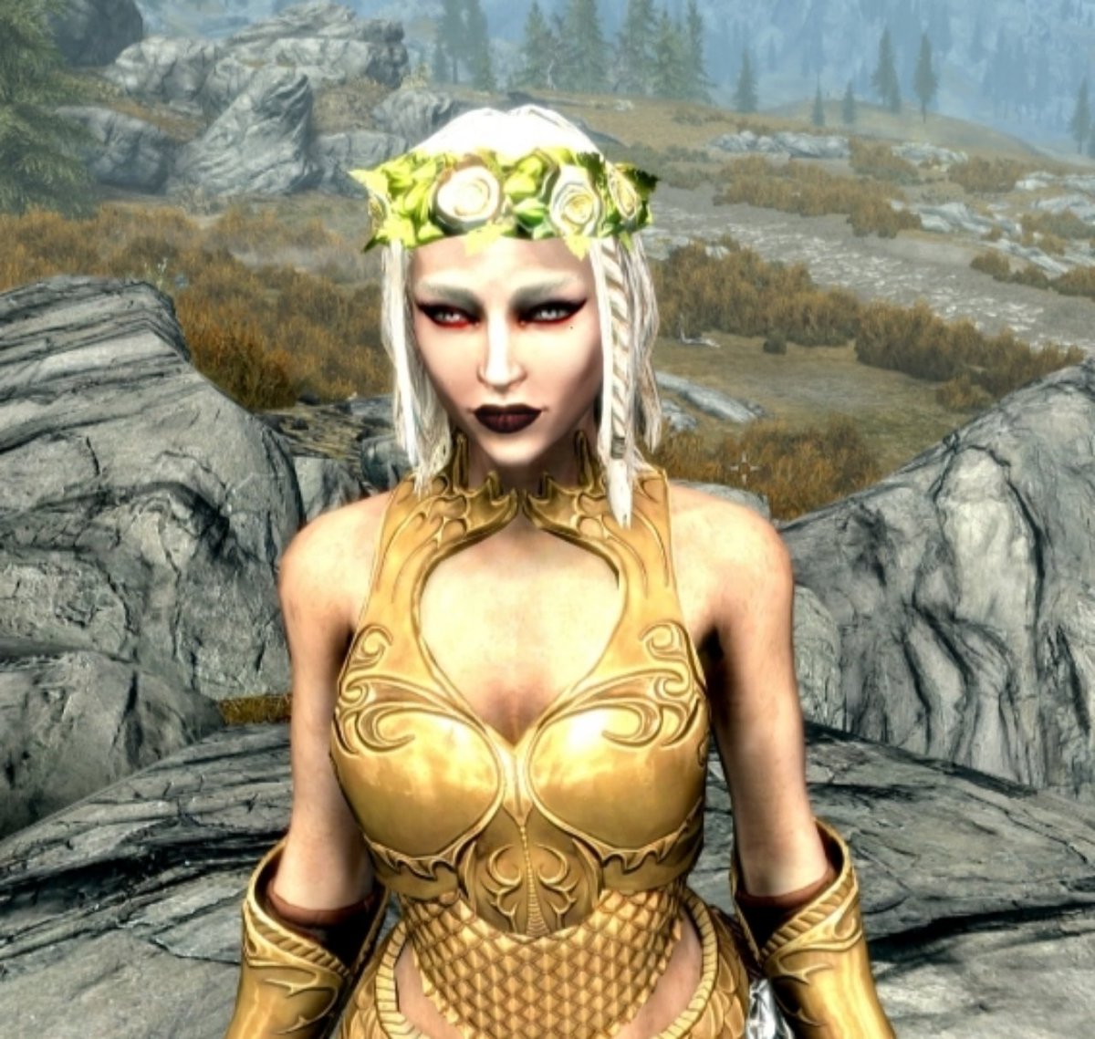 That time of the year, started playing skyrim again and made a naw gal.
Her name is Hellia and she's a follower of dibella 🫶