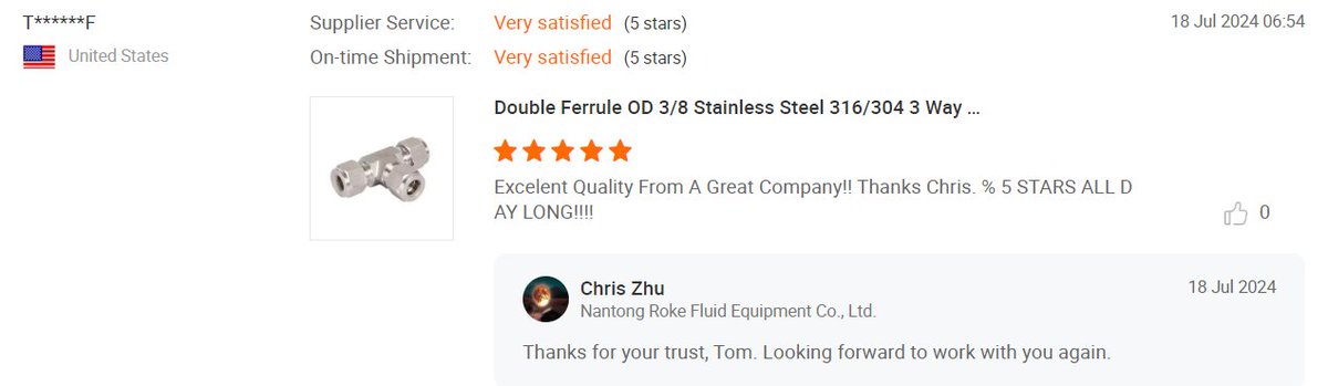 qiuyiyou's tweet image. 👏🏻 Roke— We are proud to share enthusiastic reviews from our global customers. Roke&apos;s commitment to quality has won trust worldwide!      
📩   Email: roke02@ntroke.com  
          Website: nacoroke.com                 
   #FluidSystem #Roke #CompressionFittings  #UK