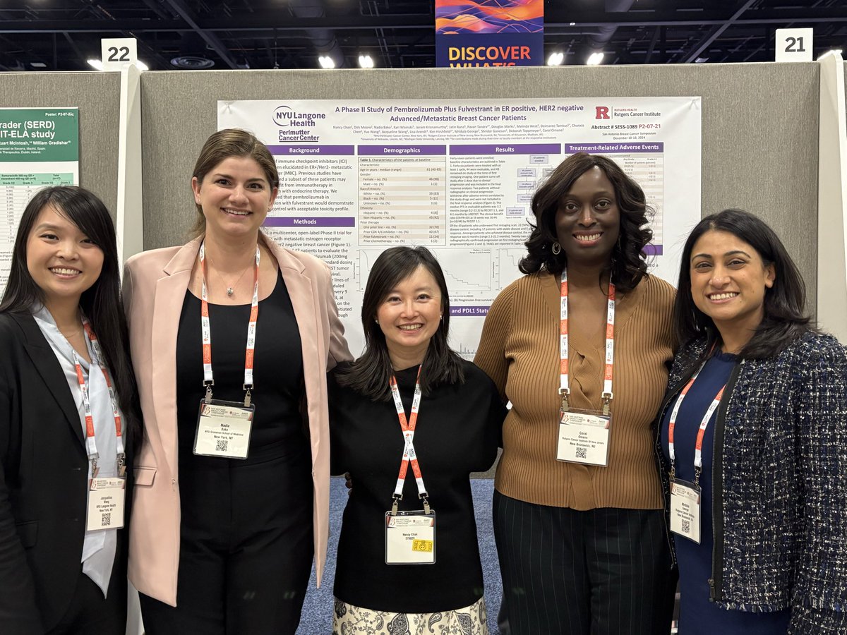 Coral Omene, MD, PhD (@omene_co) on Twitter photo Congratulations to all on the collaborative efforts to successfully complete our IIT, Ph2 trial with Fulvestrant/Pembrolizumab in ER+ MBC👏🏼👏🏼.<a href="/RutgersCancer/">Rutgers Cancer Institute</a> <a href="/BigTenCRC/">Big Ten Cancer Research Consortium</a> #SABCS24 Congratulations to all on the collaborative efforts to successfully complete our IIT, Ph2 trial with Fulvestrant/Pembrolizumab in ER+ MBC👏🏼👏🏼.<a href="/RutgersCancer/">Rutgers Cancer Institute</a> <a href="/BigTenCRC/">Big Ten Cancer Research Consortium</a> #SABCS24