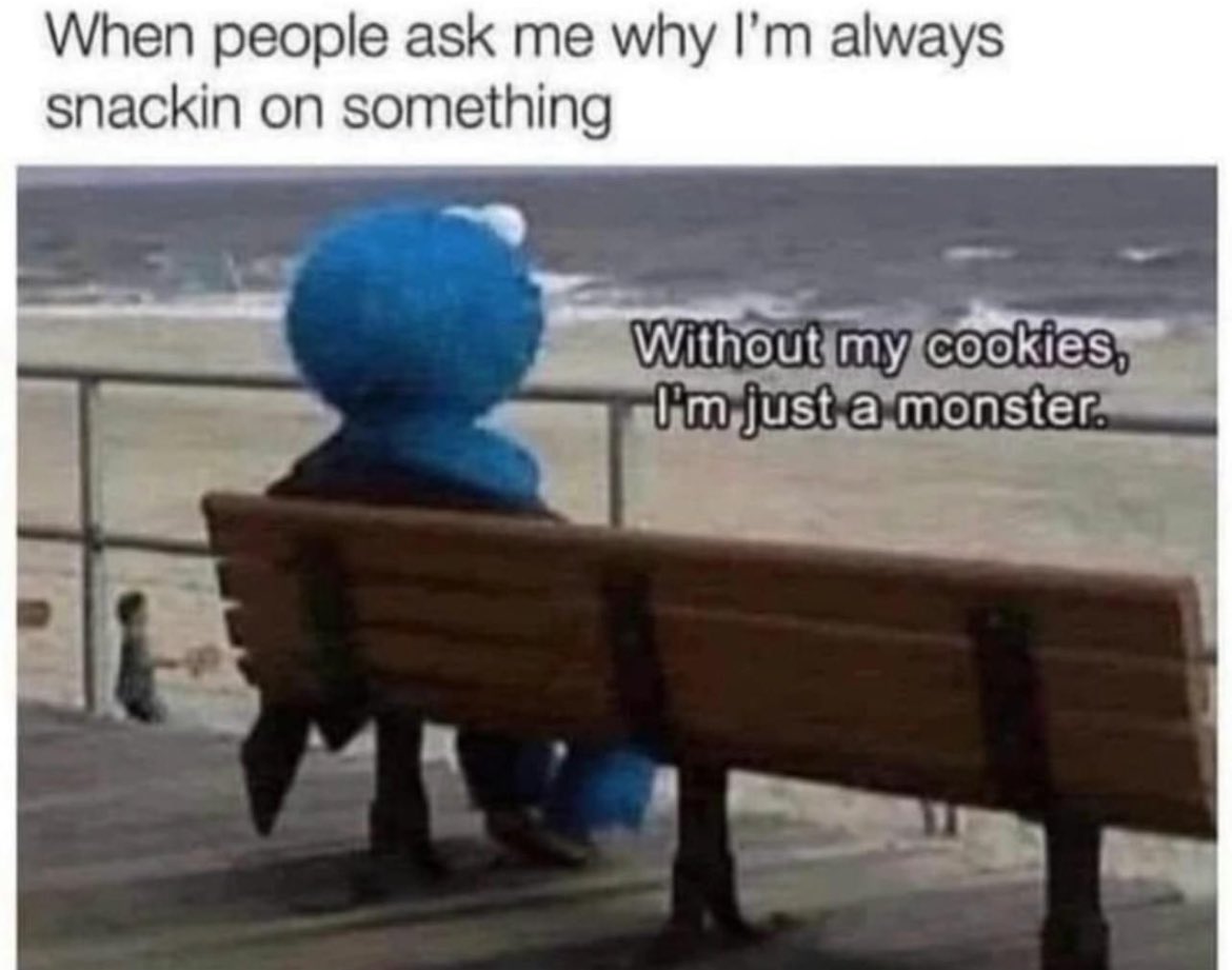KayTheeComedian's tweet photo. #sesamestreet #cookiemonster #monster #cookies #snacks #meme #funny https://t.co/TiEjYfdBXQ