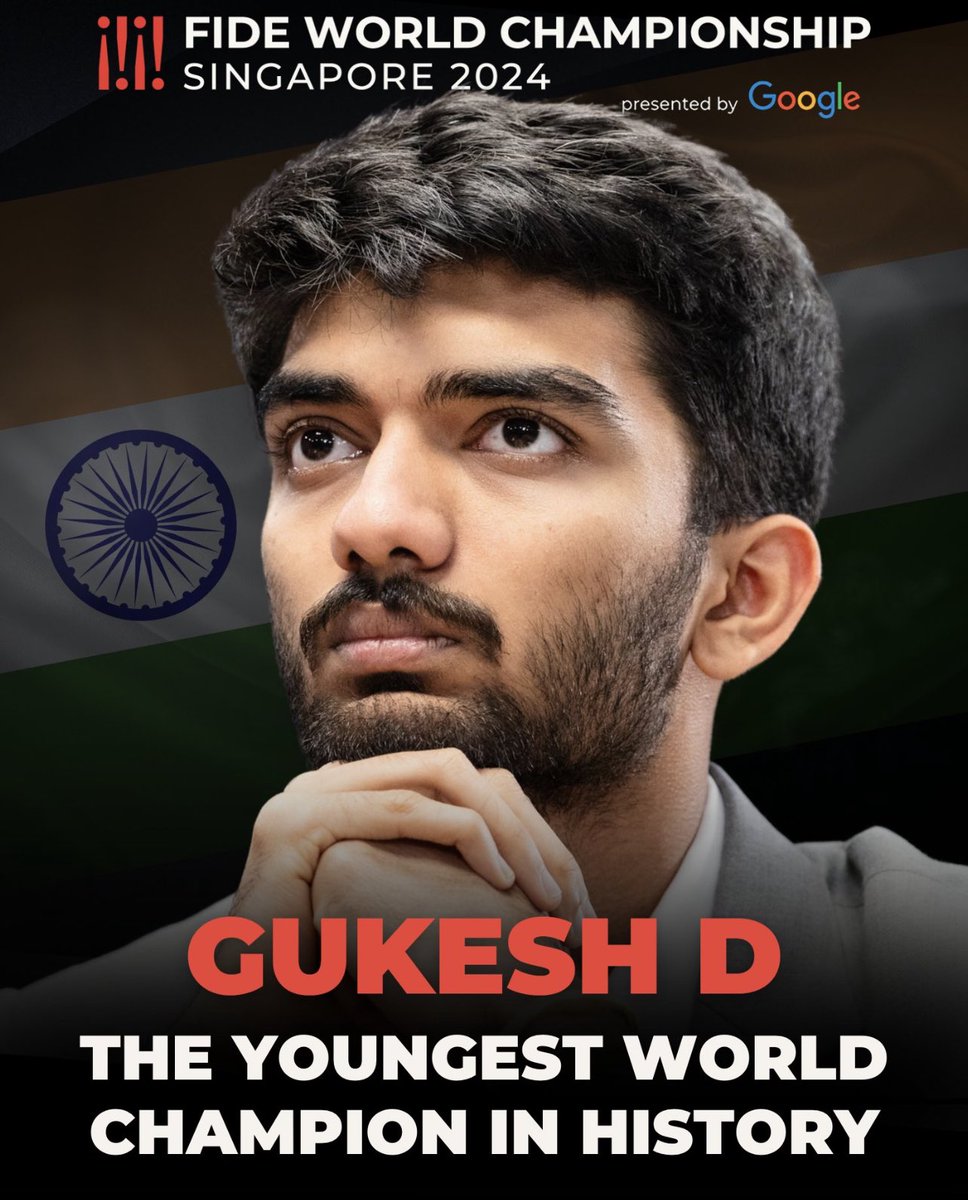 A huge shoutout to <a href="/DGukesh/">Gukesh D</a> , the world’s youngest  chess world champion 🏆 Here’s to more victories and an incredible journey ahead. Keep making us proud! #ChessChampion #DGukesh