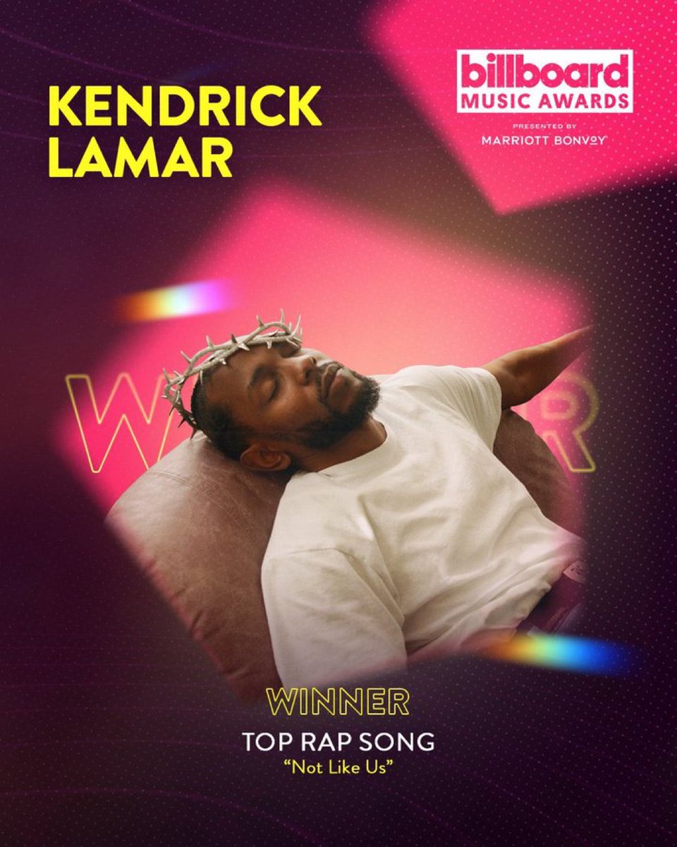 Kendrick Lamar’s “Not Like Us” wins Top Rap Song at the #BBMAs