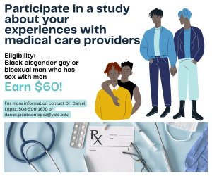 I am conducting a Yale University IRB approved study on Black gay, bisexual or MSM male sexual assault survivors. Receive $60 for participation. 508-506-1670. Please share with your networks.  Thanks. -Dr. López. #Blackmen #MSM #LGBTQ #rape #survivors #HIV
