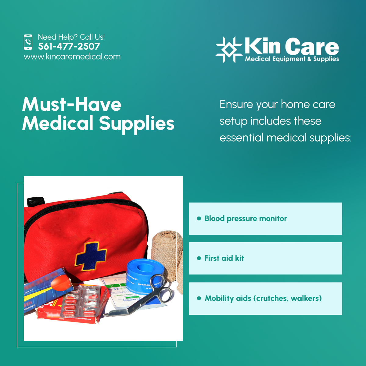 KinCareMedical's tweet photo. Make sure to include these must-have medical supplies for a safe and effective recovery process. 

#BocaRatonFL #MedicalSupplies #HomeCareSupplies https://t.co/QwXqggGsTW