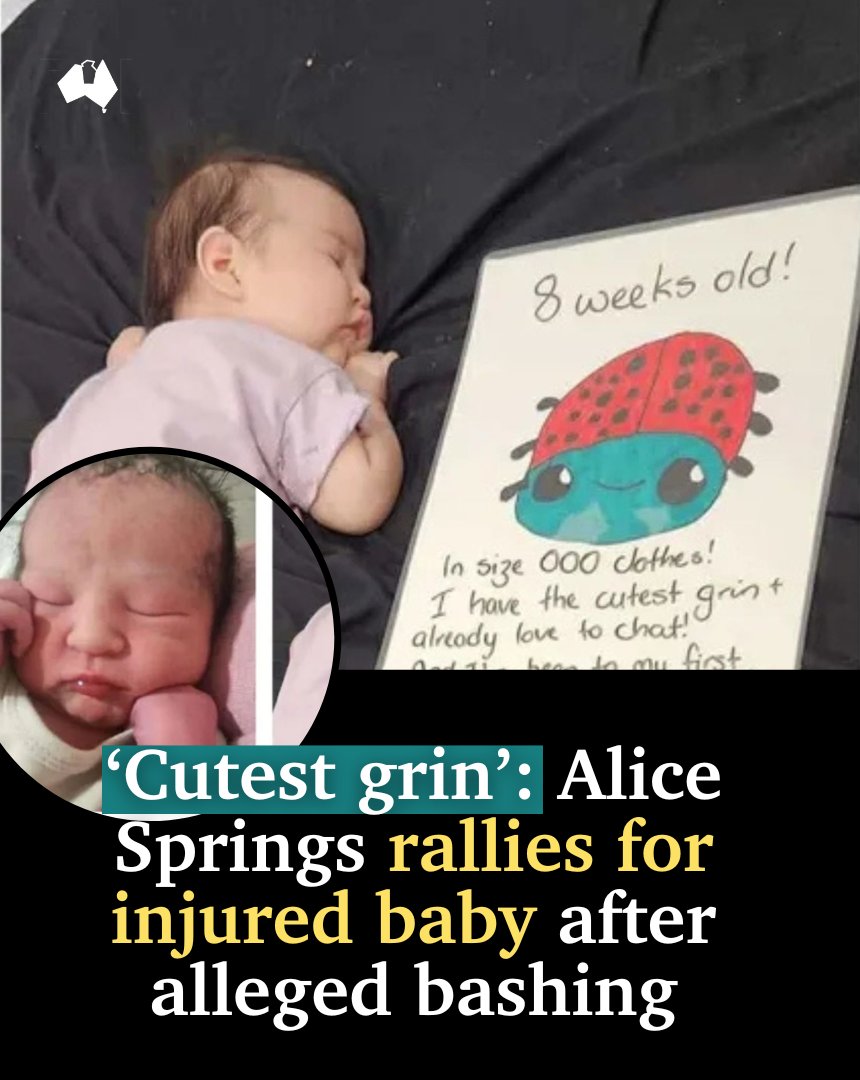 Alice Springs is rallying behind an eight-week-old girl whose skull was fractured in an alleged home invasion and assault that shocked the nation, as she remains in hospital in Adelaide. 📍LATEST: bit.ly/41vBzRk