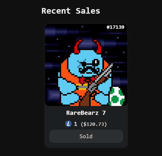 A sub 20k Litecoin inscription has sold for 1 LTC.

<a href="/RareBearzzz/">RareBearz on $LTC and $FTM</a>