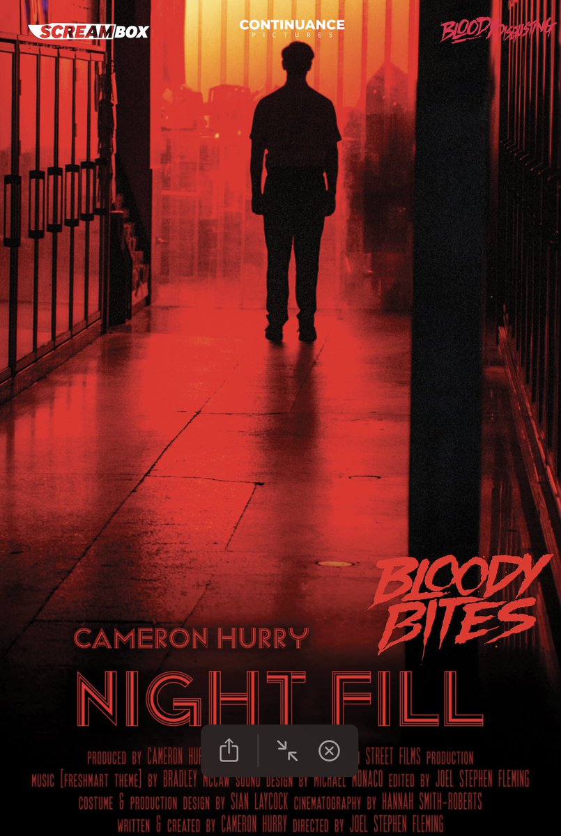 Night Fill, written by Cameron Hurry and directed by Joel Stephen Fleming, premieres as part of Season 12 of Bloody Bites, exclusively on Screambox TV!