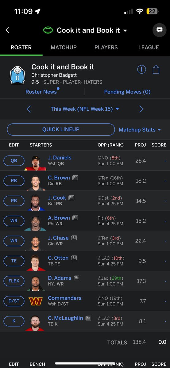badgett1025's tweet photo. @NFLFantasy need some help with my lineup. Do I play James cook this week? https://t.co/vg5dO67Cx5