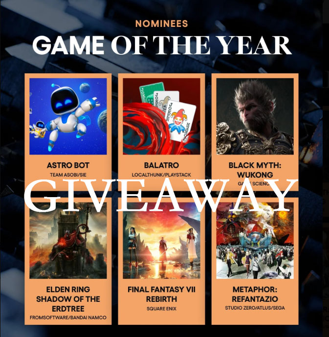 ExtremeRate's tweet image. #GOTY GIVEAWAY

🏆 1 Copy of the #TGA2024 nominees

To enter: 𝗙𝗼𝗹𝗹𝗼𝘄👆+ 𝗥𝗧🔁+ 𝗹𝗶𝗸𝗲💜
Bonus: Tell us your tell us your #GOTY 👂

Ends in 48h, hope we can help you cool off... 😶‍🌫️

#TheGameAwards  #PS5 #GIVEAWAY #AstroBot #ShadowoftheErdTree #BlackMythWukong #FF7R…