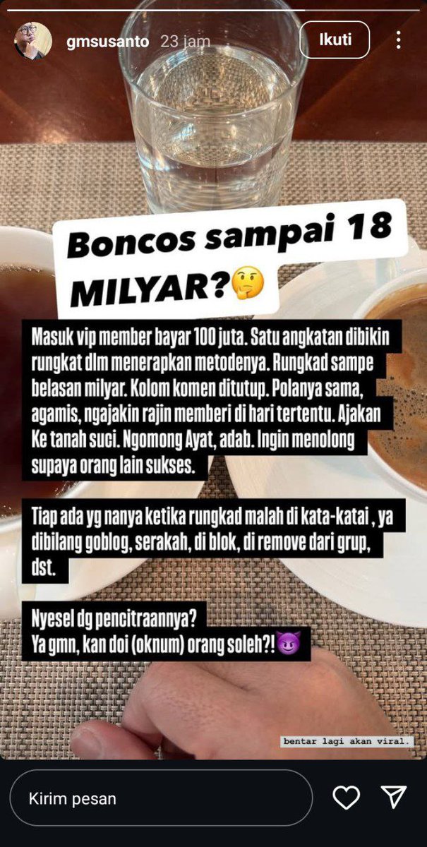 Lagi rame. Kelas VIP Rp 100 juta bikin boncos membernya sampai Rp 18 miliar

Kalo ngga salah ini "trader" yang anti cut loss

Mampus aja ngikutin orang modelan kaya gitu