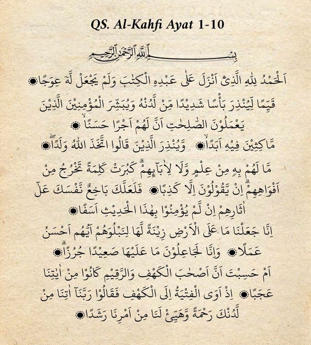 First ten verses of Suratul khaf.
Read and retweet as a form of sadaqa.